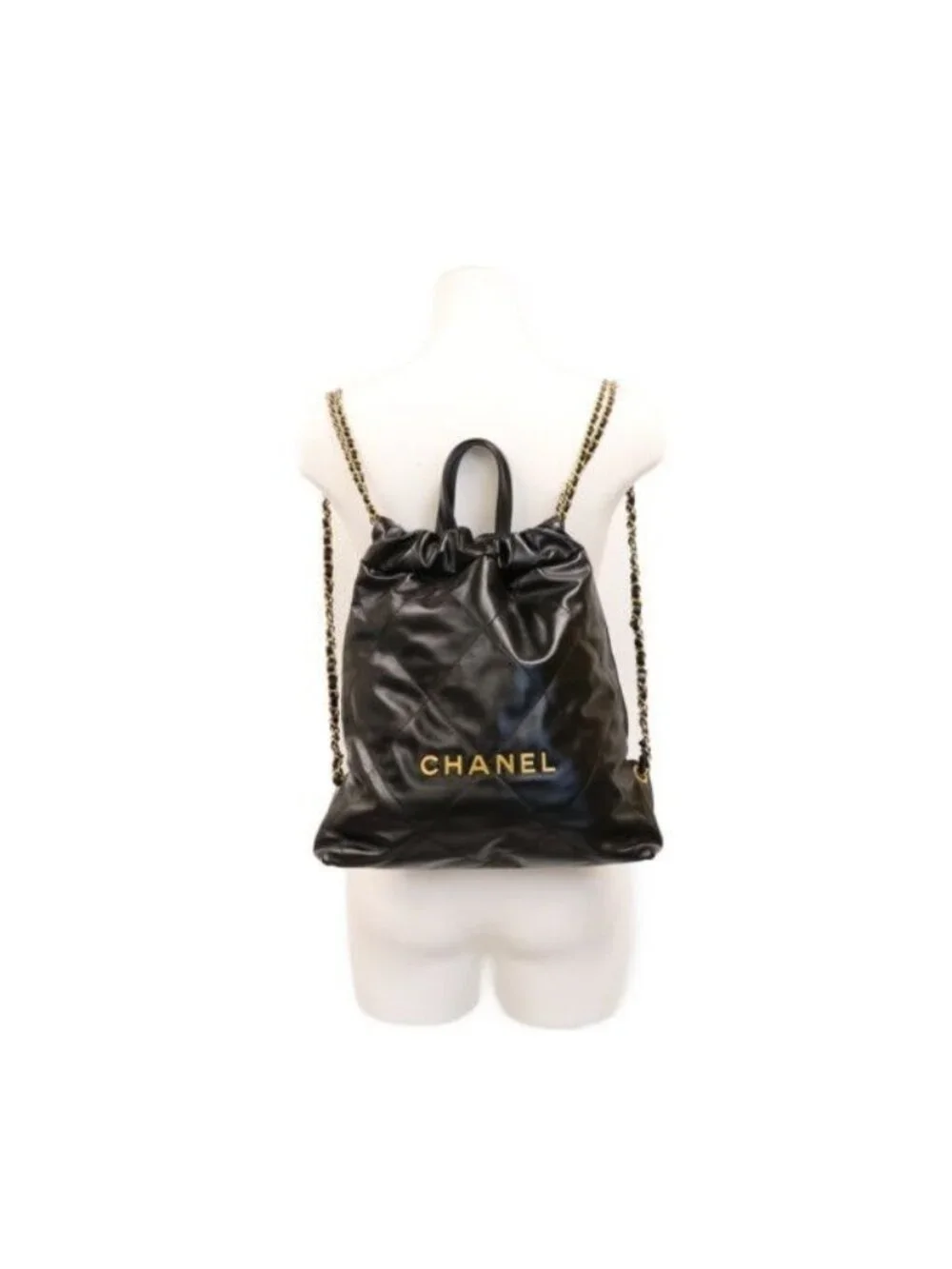 Chanel Black 22 Shiny Calf Small Backpack
